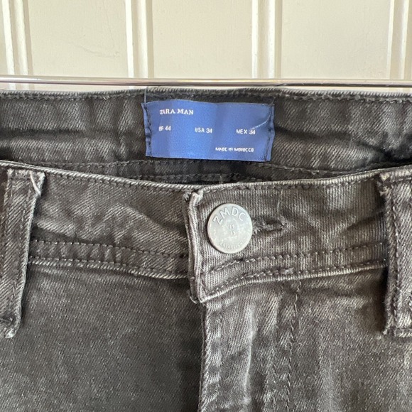 Zara Premium Jeans Women Sz 34 Charcoal Wash Skinny Stretch Distressed Denim - Picture 3 of 9